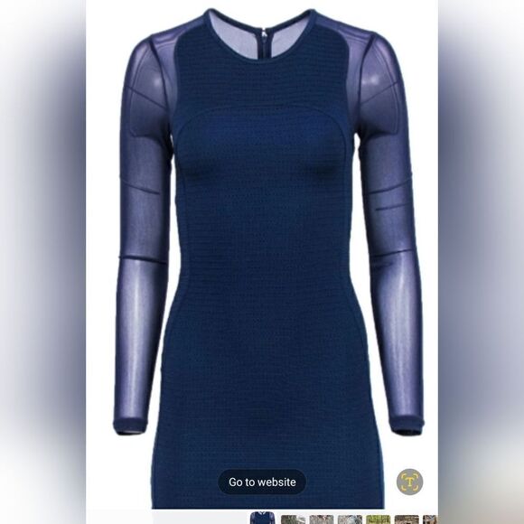 Reiss mesh sleeve Rita dress Indigo blue - Picture 1 of 15